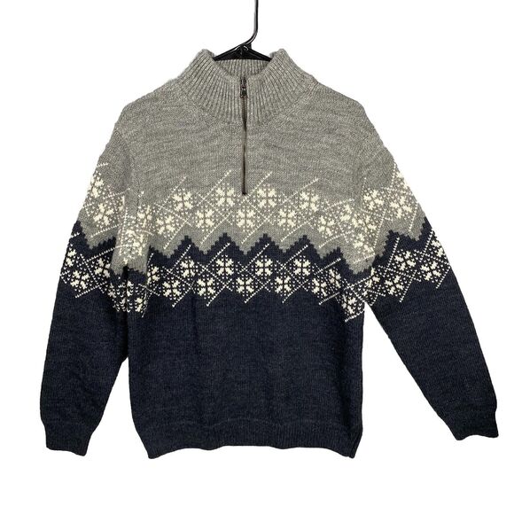 Paolo Mondo Other - Paolo Mondo Italy Mens Gray Black Wool Blend 1/4 Zip Pullover Sweater Medium